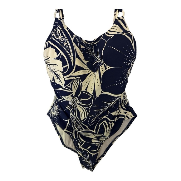 La Blanca Black and Cream Geometric One Piece Swimsuit - Picture 2 of 4